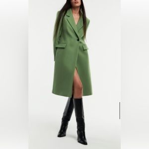 Gorgeous fitted wool blend green apple Zara coat size medium M like new